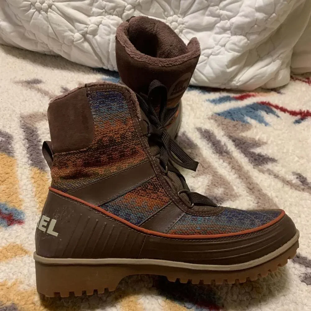 Sorel Tivoli II Tobacco Aztec Print Waterproof Suede Winter Boots